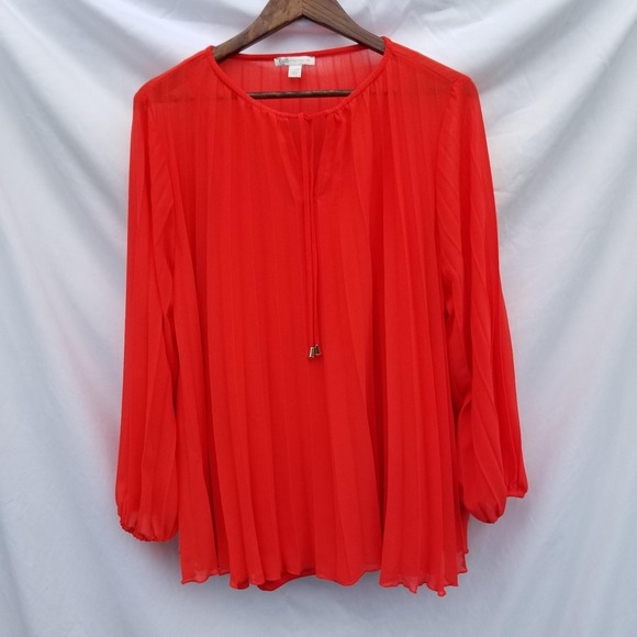 Cato Est 1946 Womens 18/20W Pleat Style Orange Blouse Artsy Boho Workwear - Picture 1 of 7